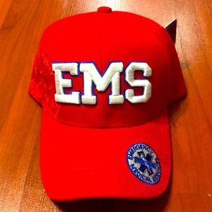 Unisex EMS Red Cap/ Hat with Velcro closures.